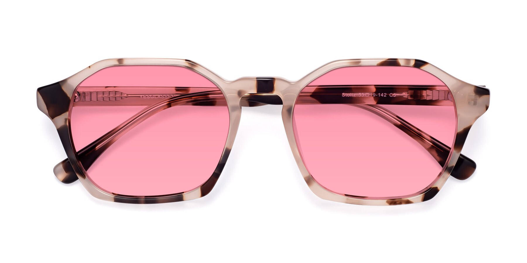 Folded Front of Stoltz in Leopard-Print with Pink Tinted Lenses