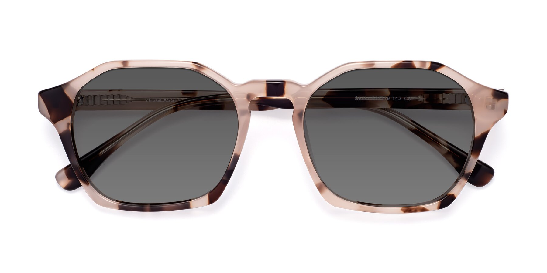 Folded Front of Stoltz in Leopard-Print with Medium Gray Tinted Lenses