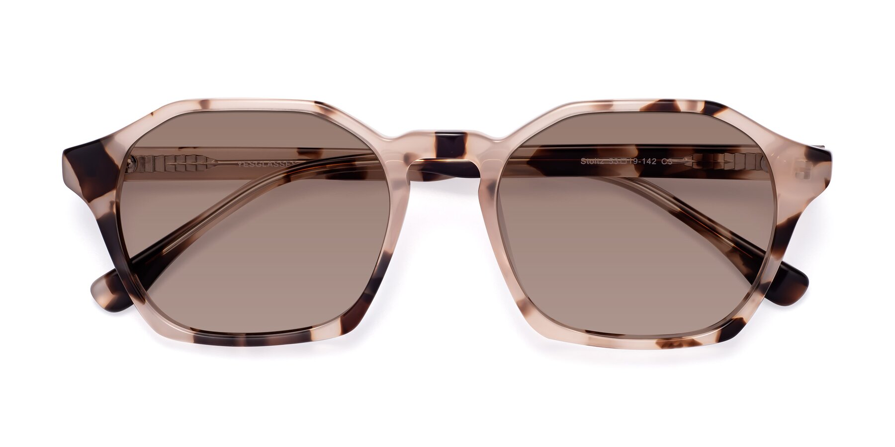 Folded Front of Stoltz in Leopard-Print with Medium Brown Tinted Lenses