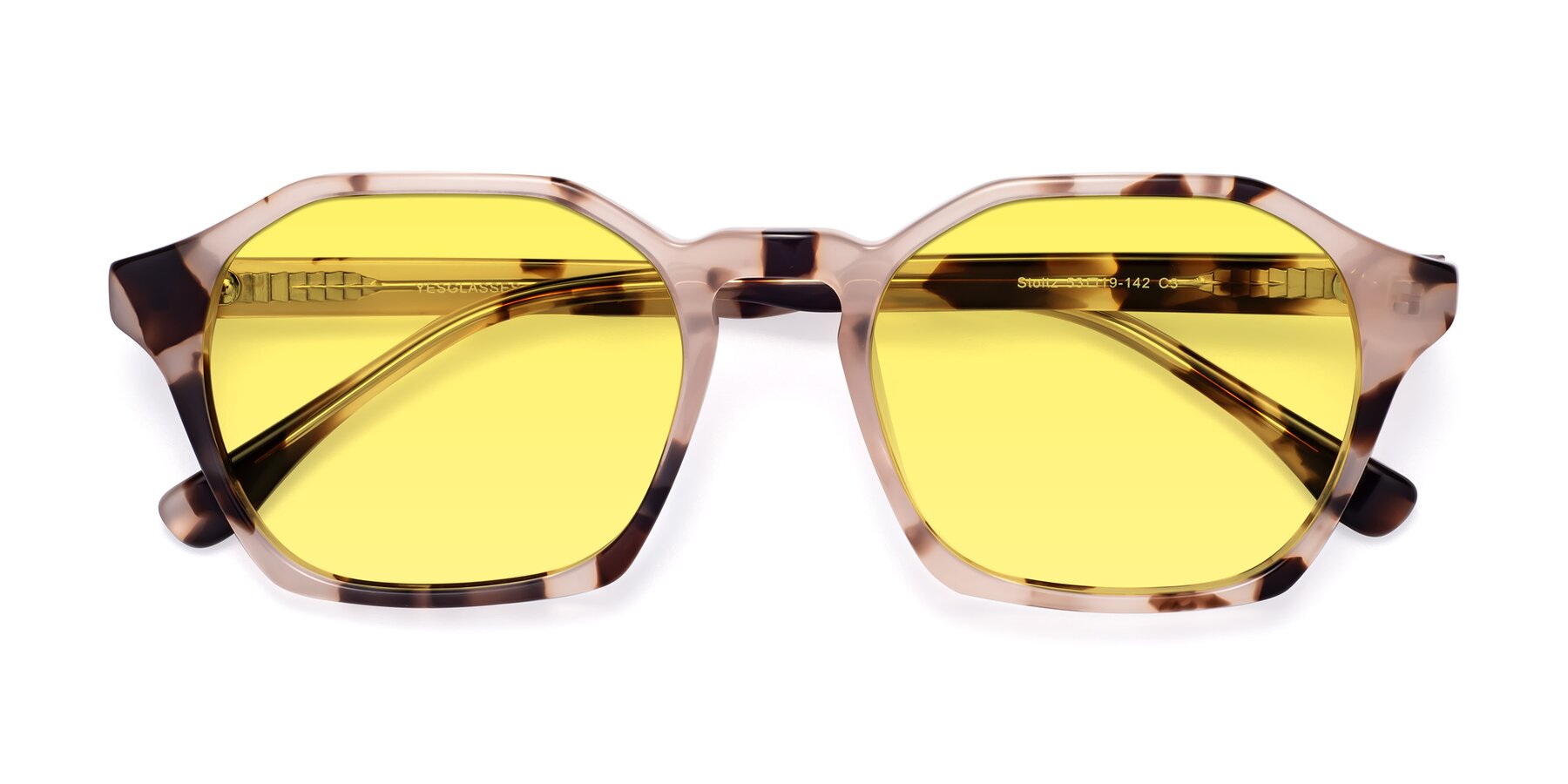 Folded Front of Stoltz in Leopard-Print with Medium Yellow Tinted Lenses