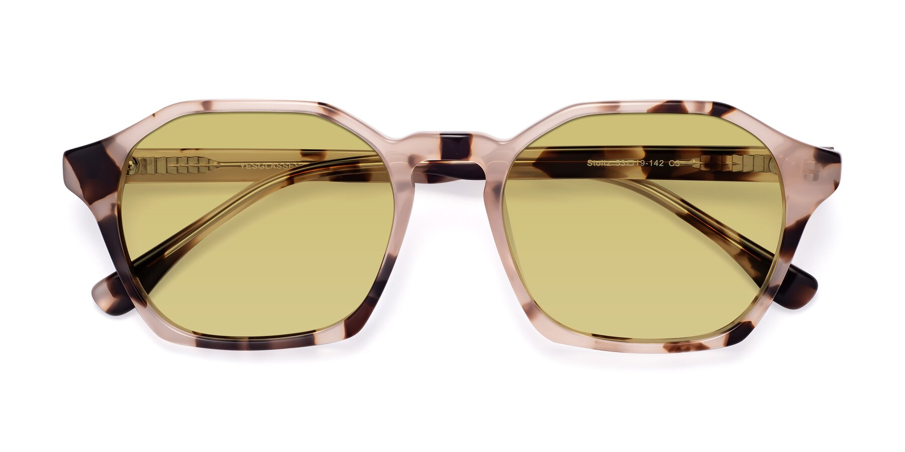 Folded Front of Stoltz in Leopard-Print with Medium Champagne Tinted Lenses