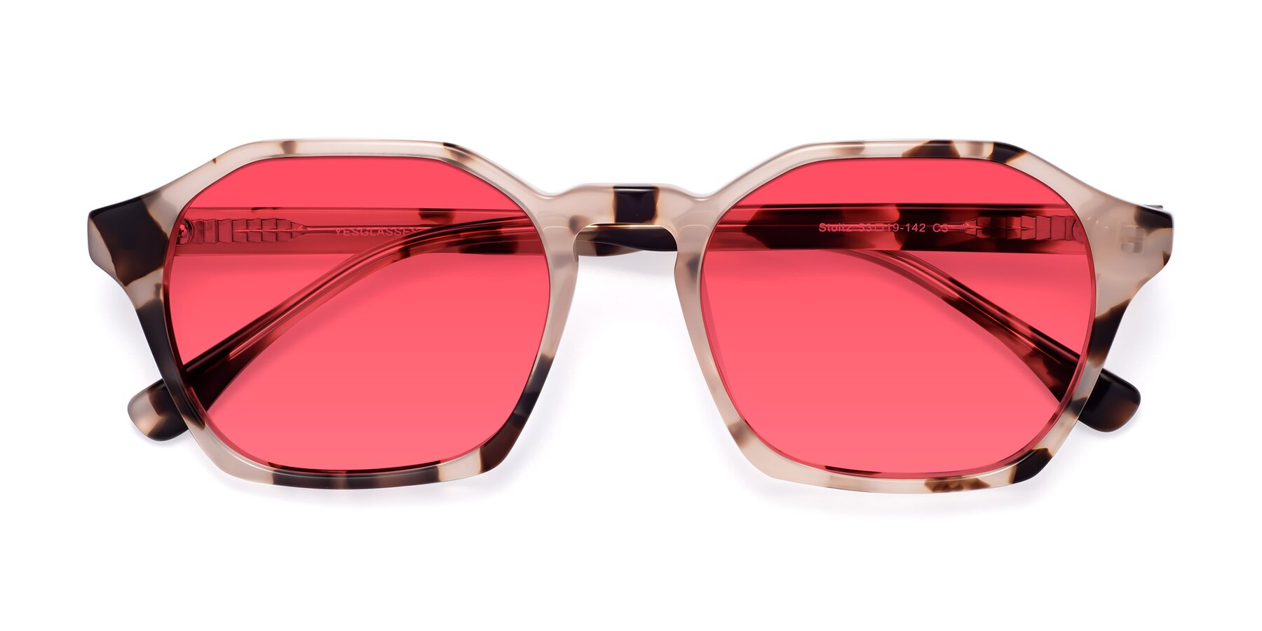 Folded Front of Stoltz in Leopard-Print with Red Tinted Lenses
