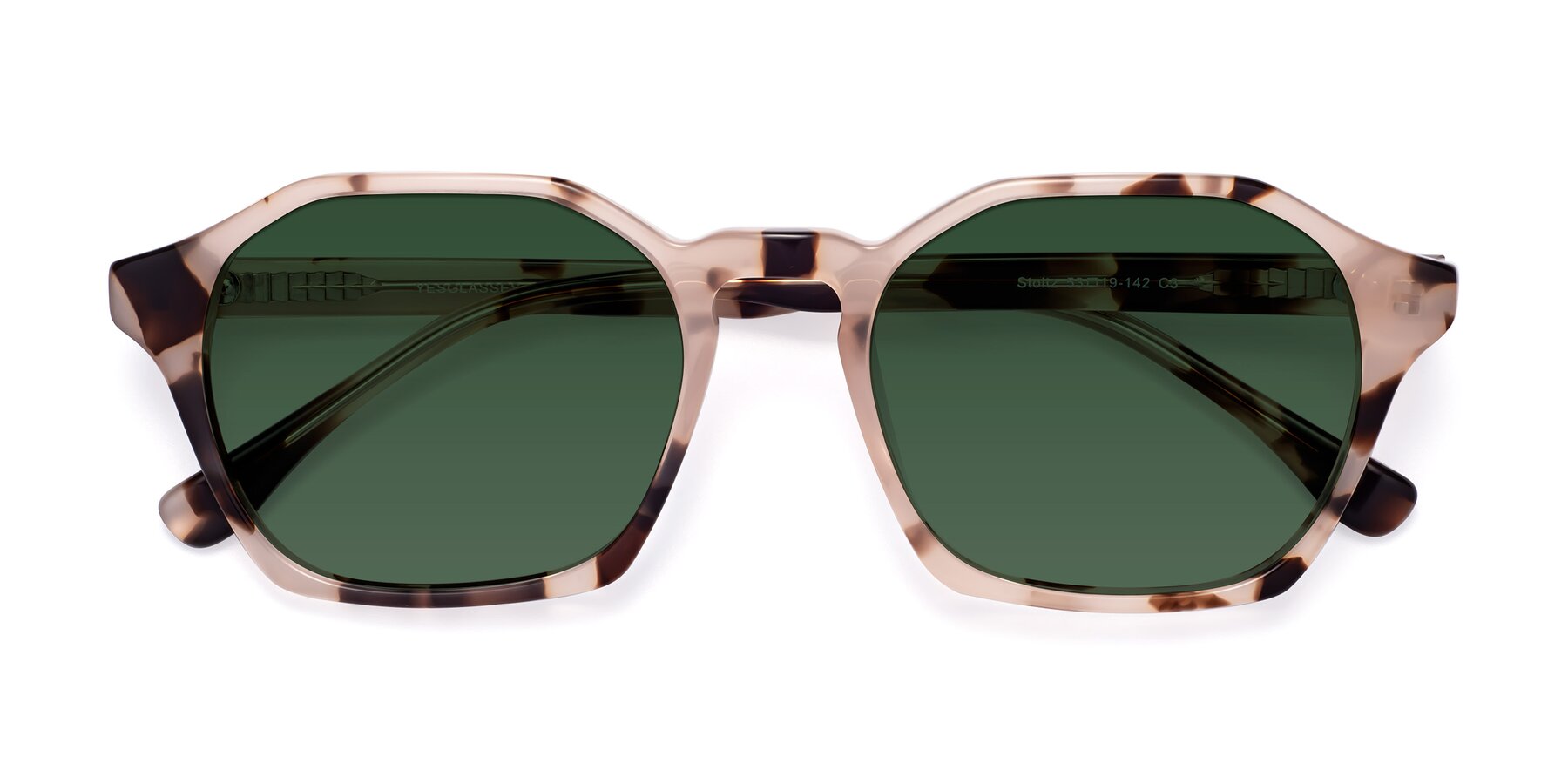 Folded Front of Stoltz in Leopard-Print with Green Tinted Lenses