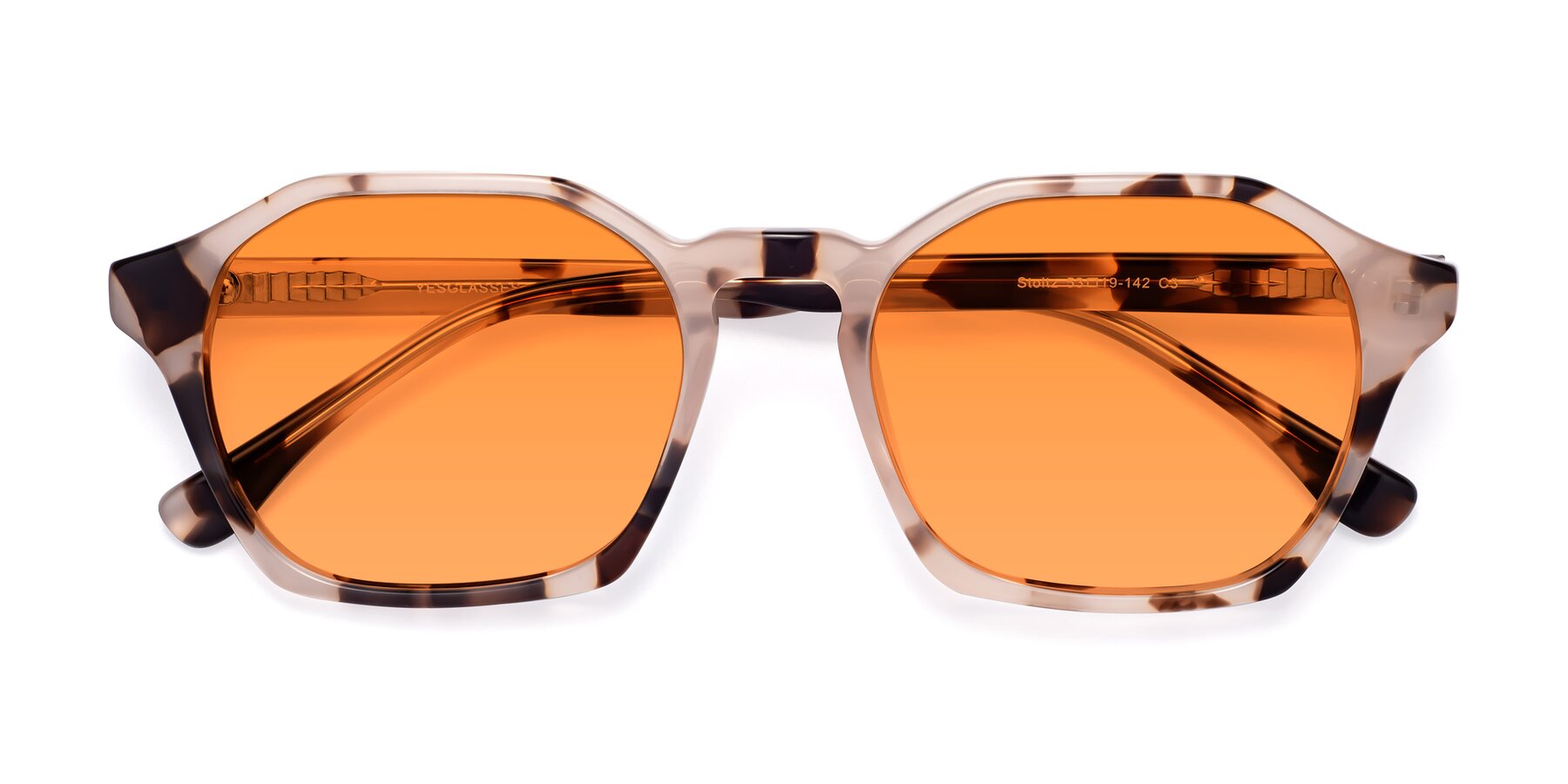 Folded Front of Stoltz in Leopard-Print with Orange Tinted Lenses