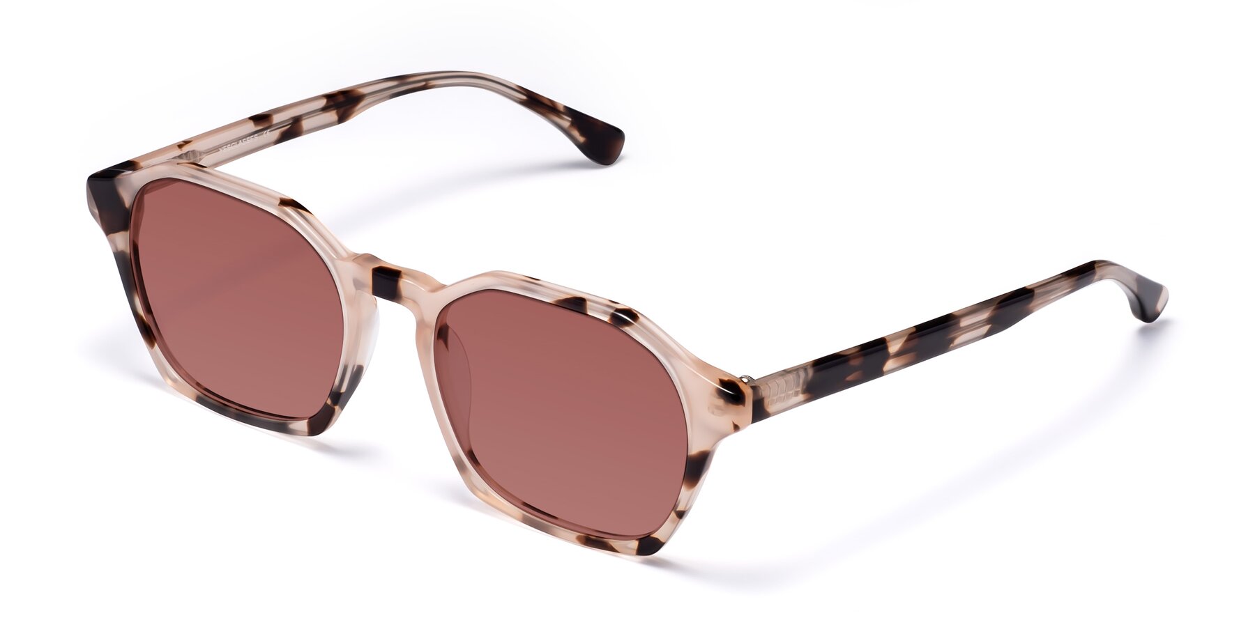 Angle of Stoltz in Ivory Tortoise with Garnet Tinted Lenses