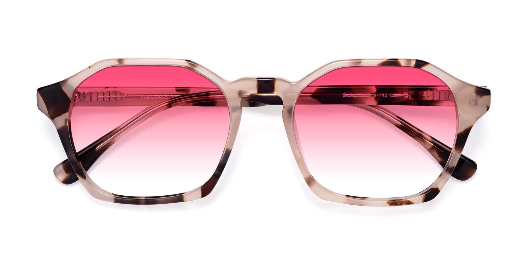 Folded Front of Stoltz in Leopard-Print with Pink Gradient Lenses