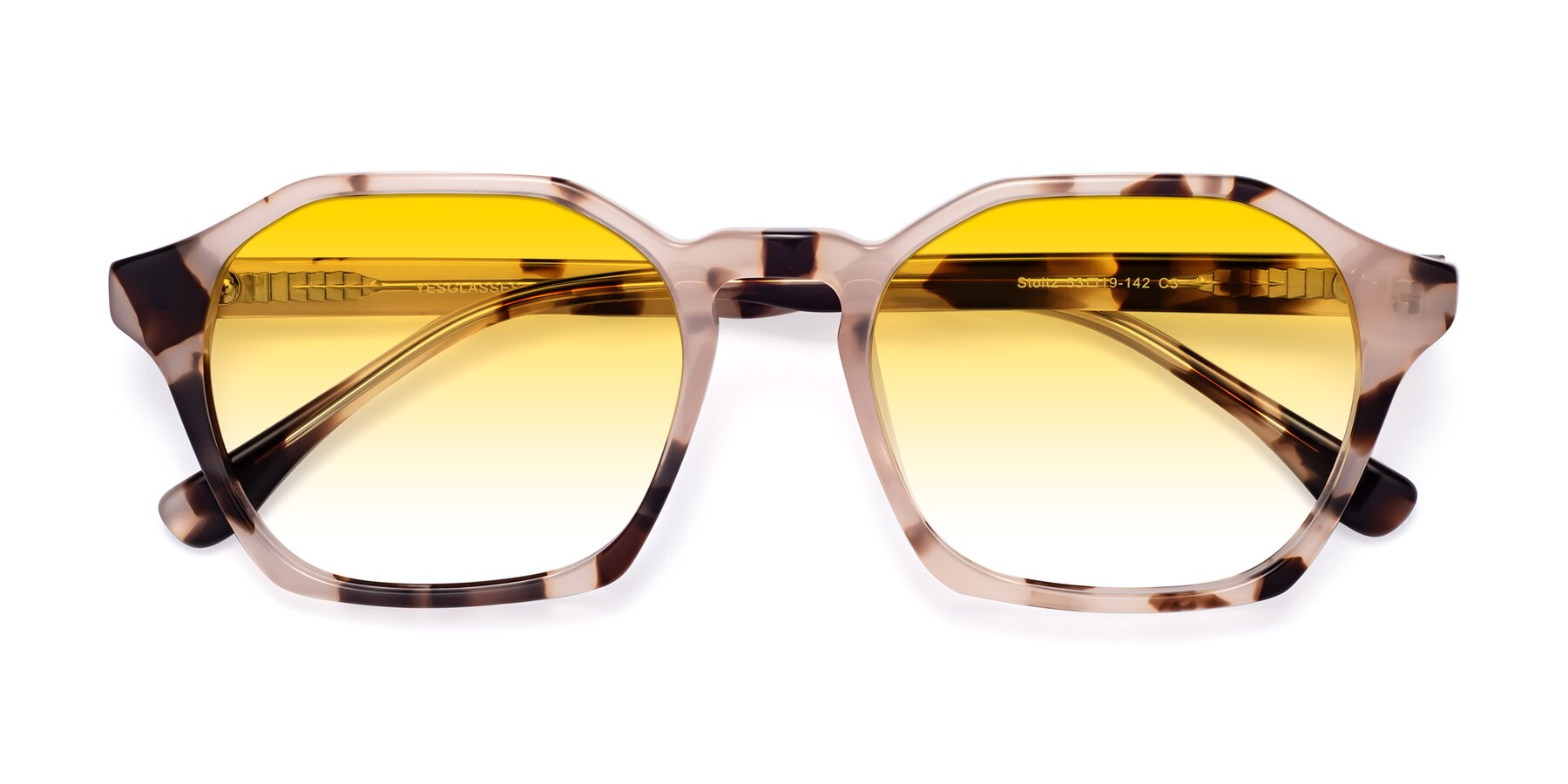 Folded Front of Stoltz in Ivory Tortoise with Yellow Gradient Lenses