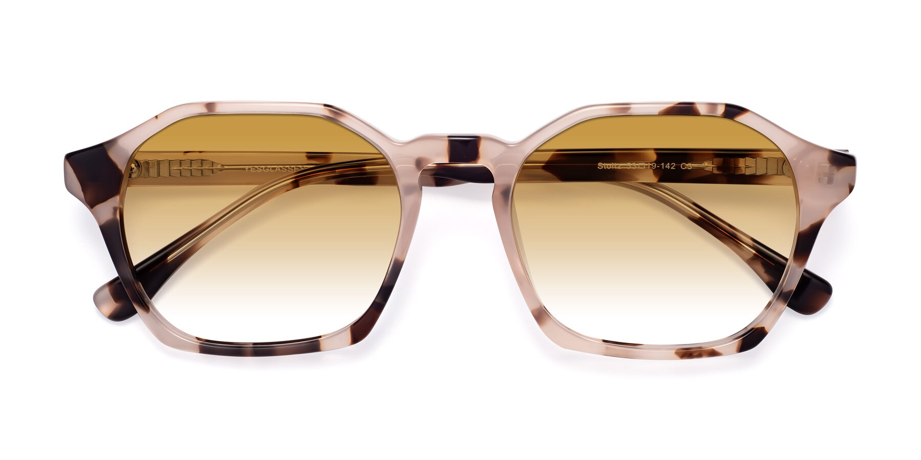 Folded Front of Stoltz in Leopard-Print with Champagne Gradient Lenses