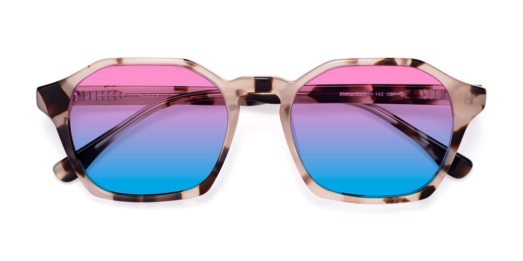 Folded Front of Stoltz in Leopard-Print with Pink / Blue Gradient Lenses