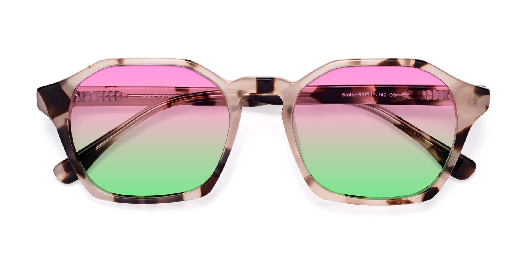 Folded Front of Stoltz in Leopard-Print with Pink / Green Gradient Lenses