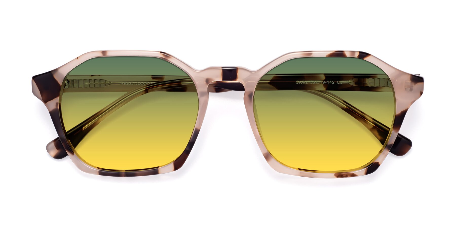 Folded Front of Stoltz in Leopard-Print with Green / Yellow Gradient Lenses