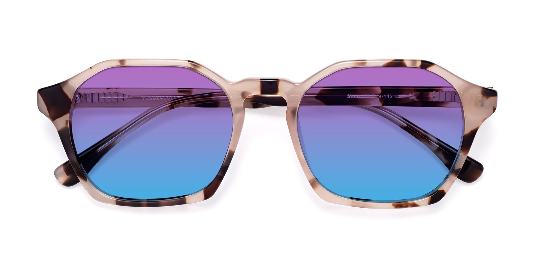 Folded Front of Stoltz in Leopard-Print with Purple / Blue Gradient Lenses