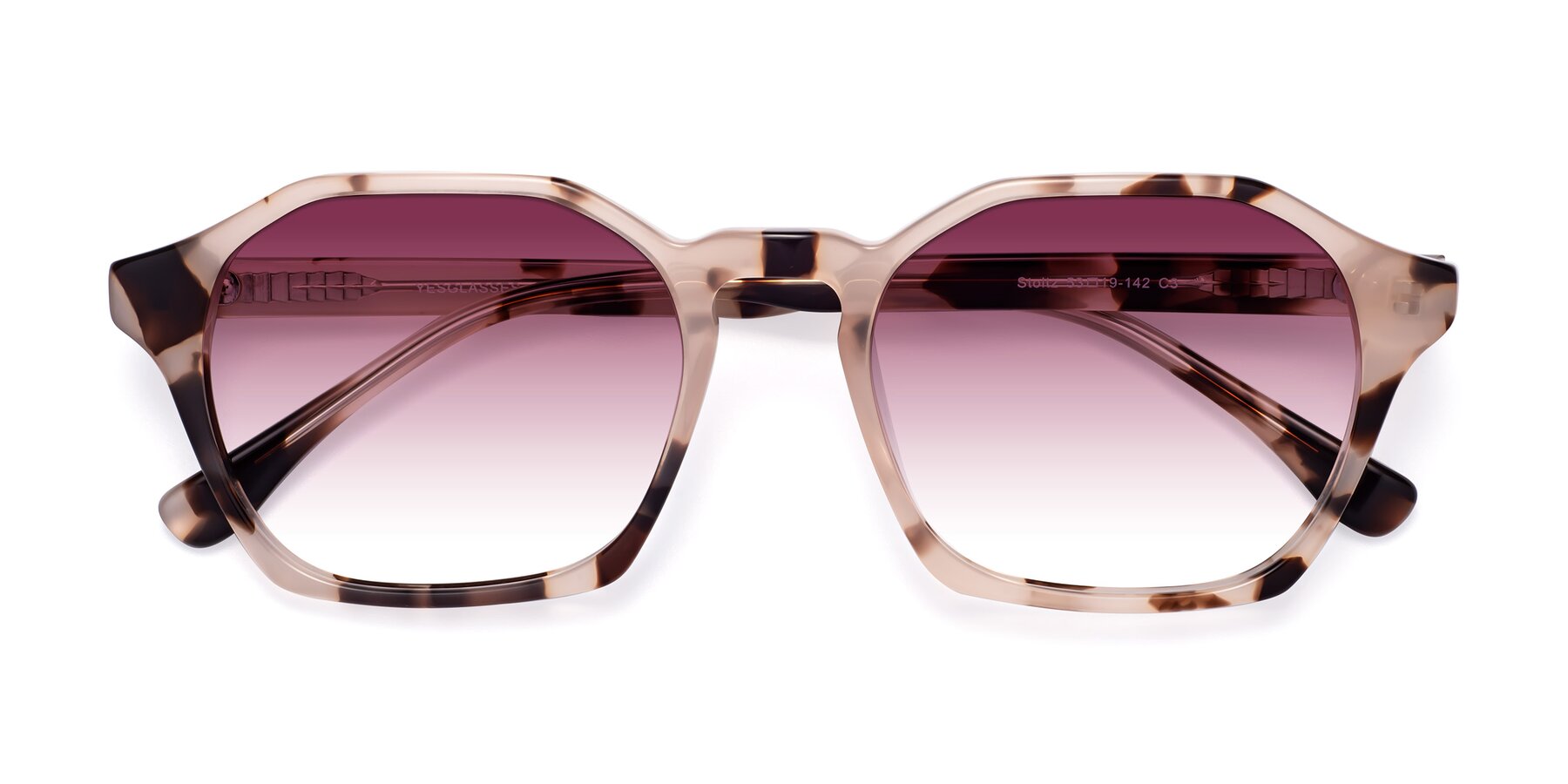 Folded Front of Stoltz in Ivory Tortoise with Wine Gradient Lenses