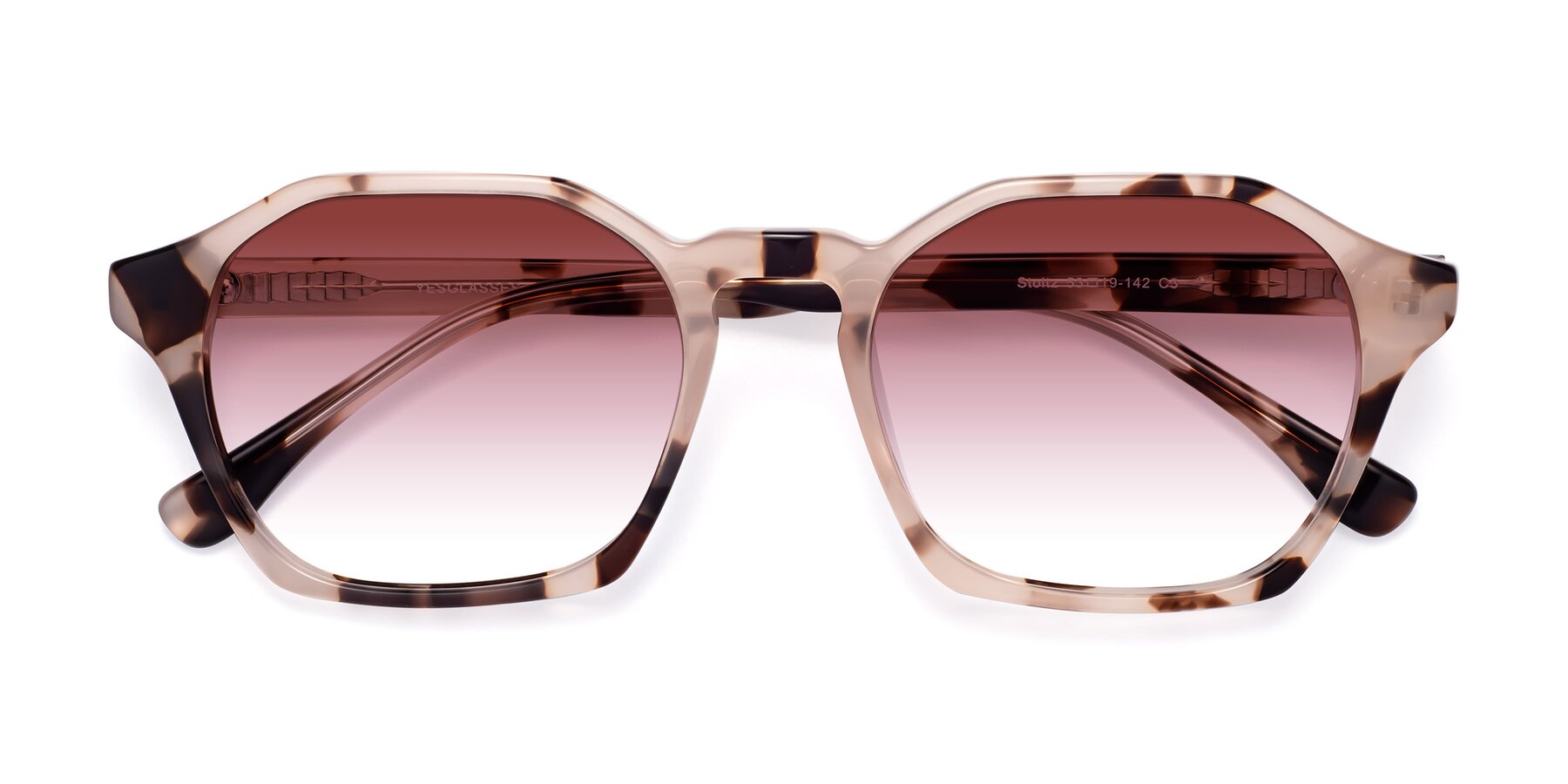 Folded Front of Stoltz in Ivory Tortoise with Garnet Gradient Lenses