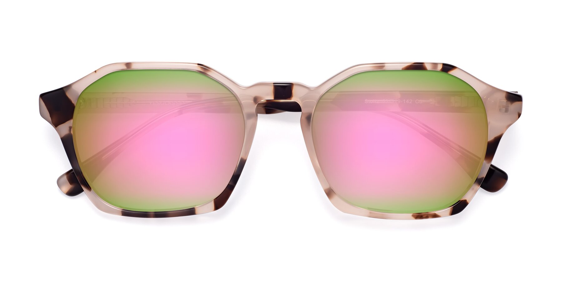 Folded Front of Stoltz in Leopard-Print with Pink Mirrored Lenses