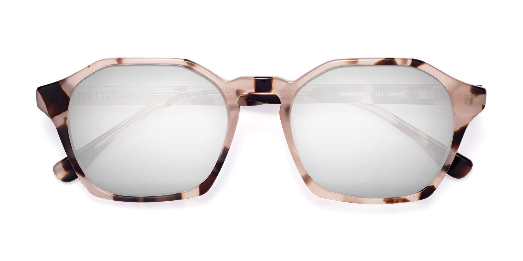Folded Front of Stoltz in Leopard-Print with Silver Mirrored Lenses