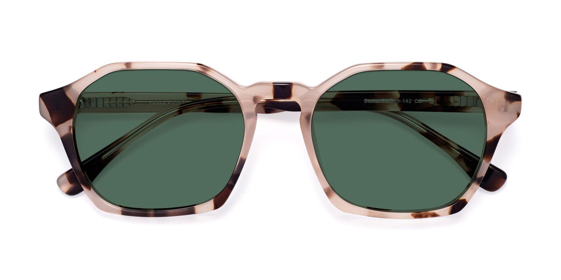 Folded Front of Stoltz in Leopard-Print with Green Polarized Lenses