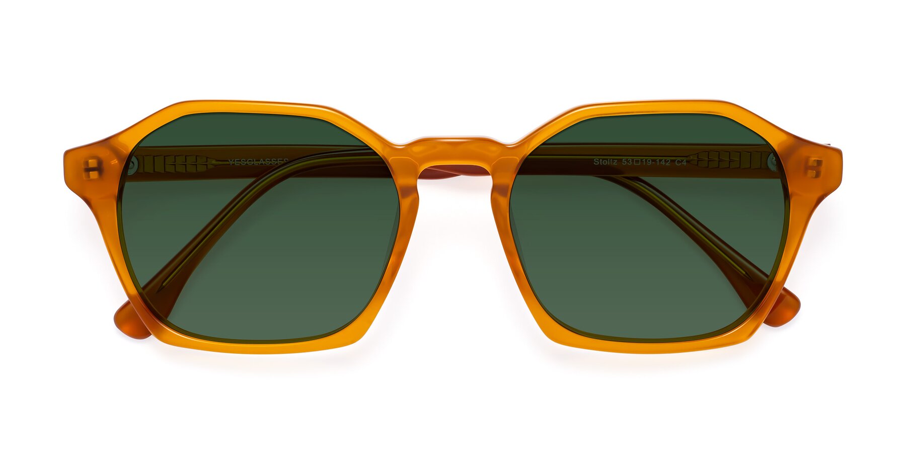 Folded Front of Stoltz in Brown with Green Tinted Lenses