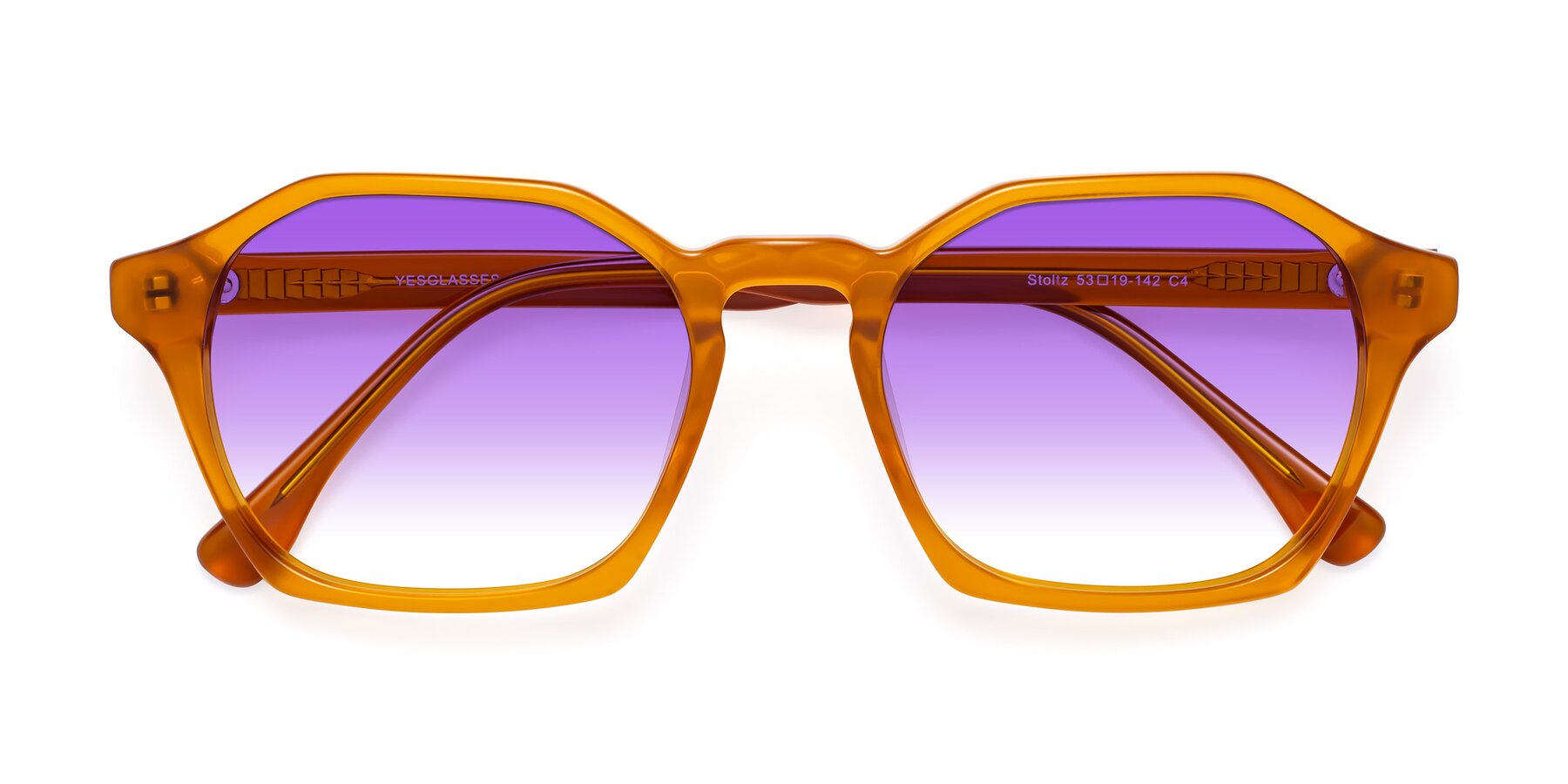 Folded Front of Stoltz in Brown with Purple Gradient Lenses