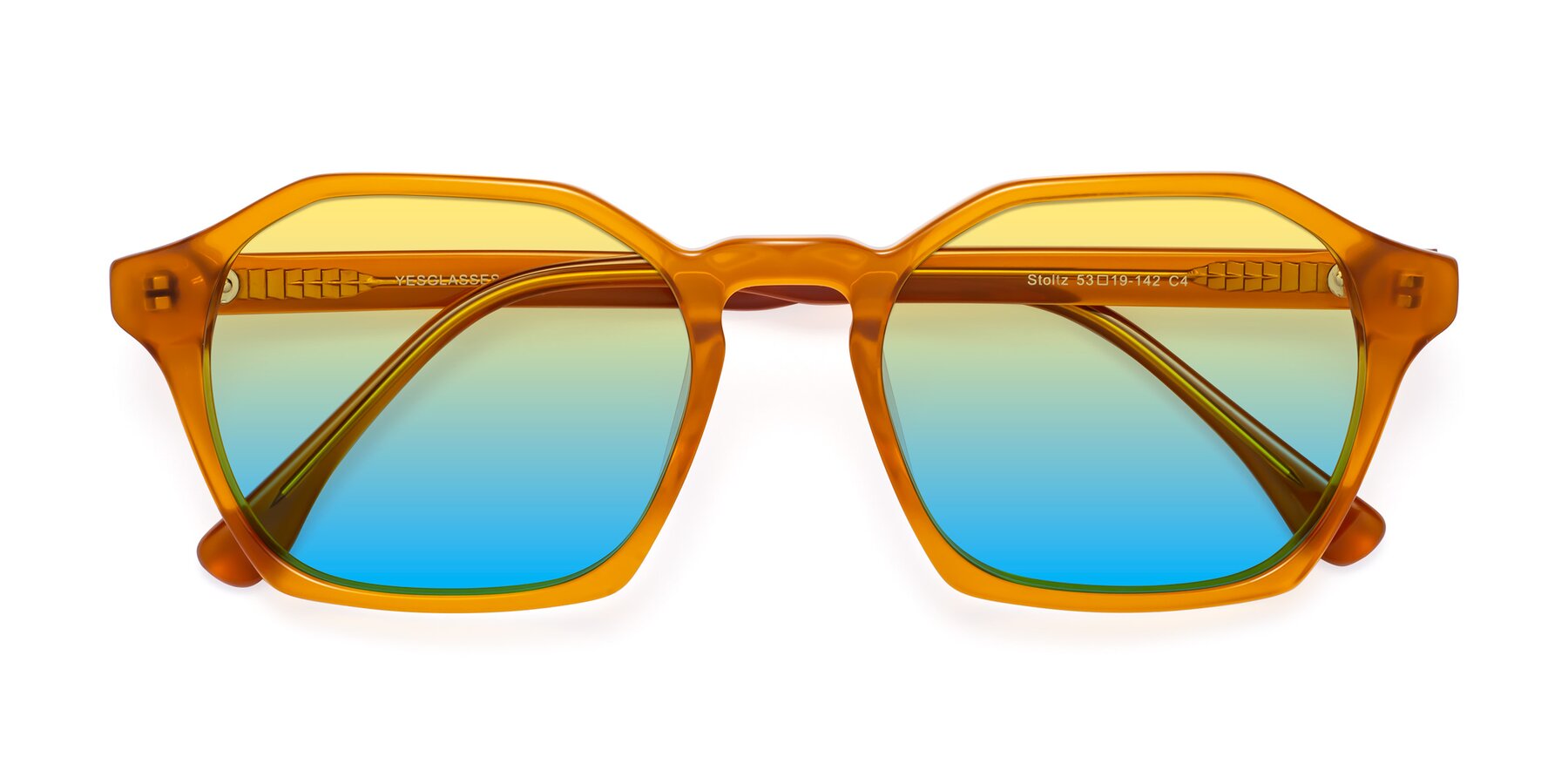 Folded Front of Stoltz in Brown with Yellow / Blue Gradient Lenses
