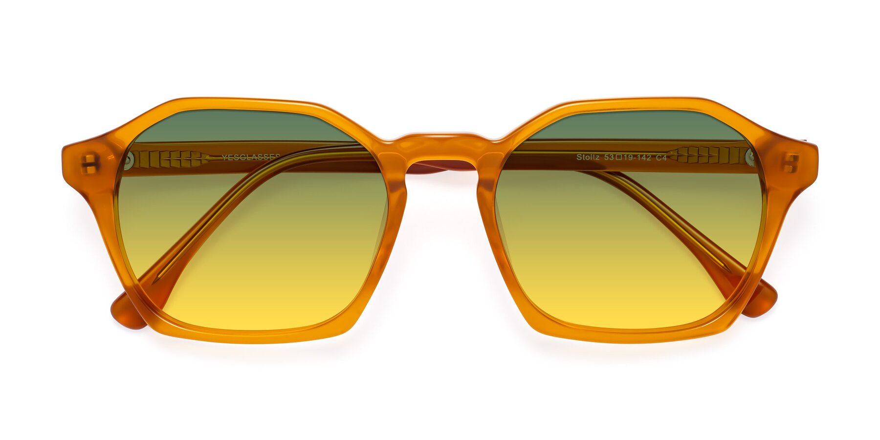 Folded Front of Stoltz in Brown with Green / Yellow Gradient Lenses