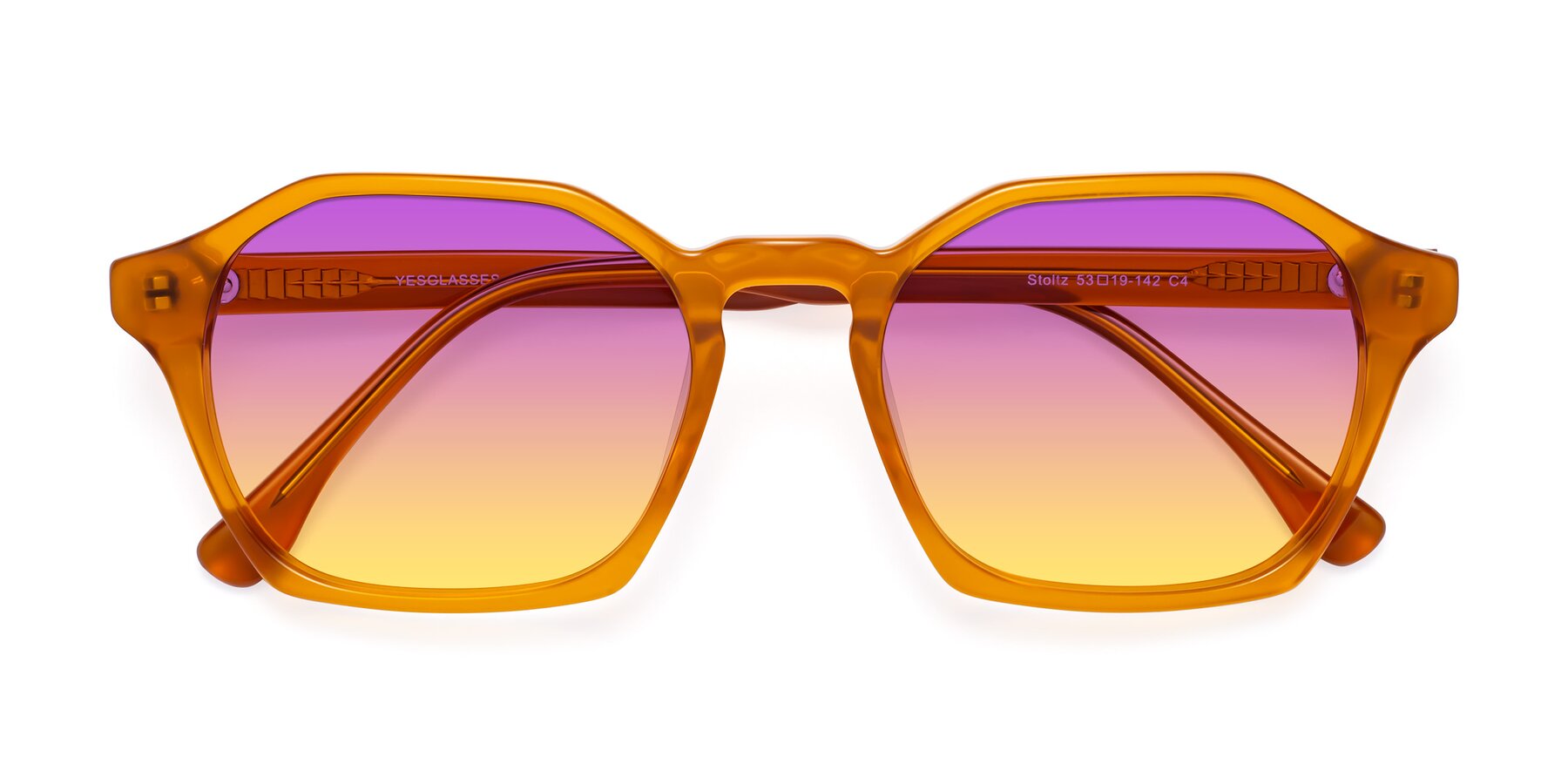 Folded Front of Stoltz in Brown with Purple / Yellow Gradient Lenses