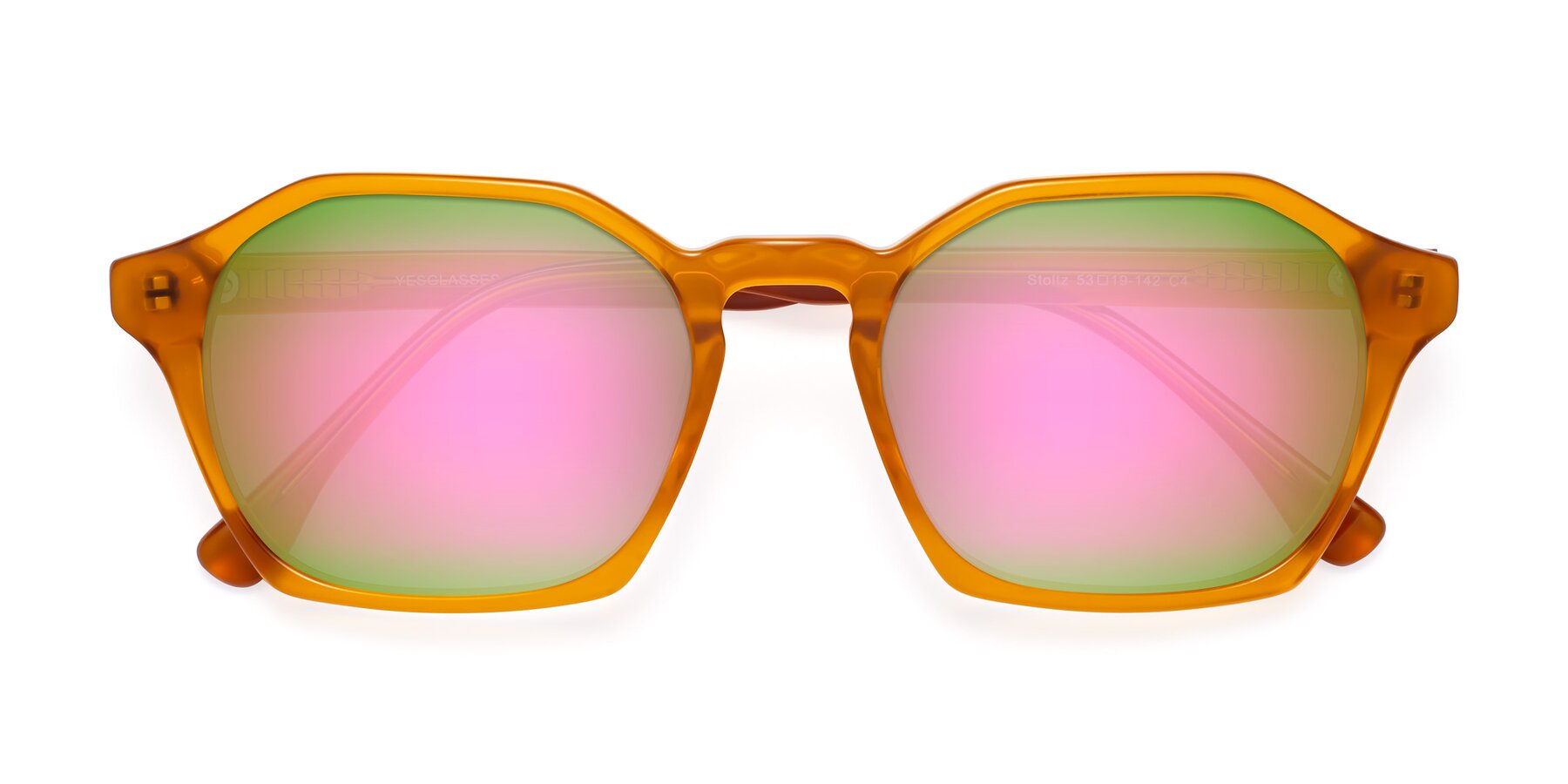 Folded Front of Stoltz in Brown with Pink Mirrored Lenses