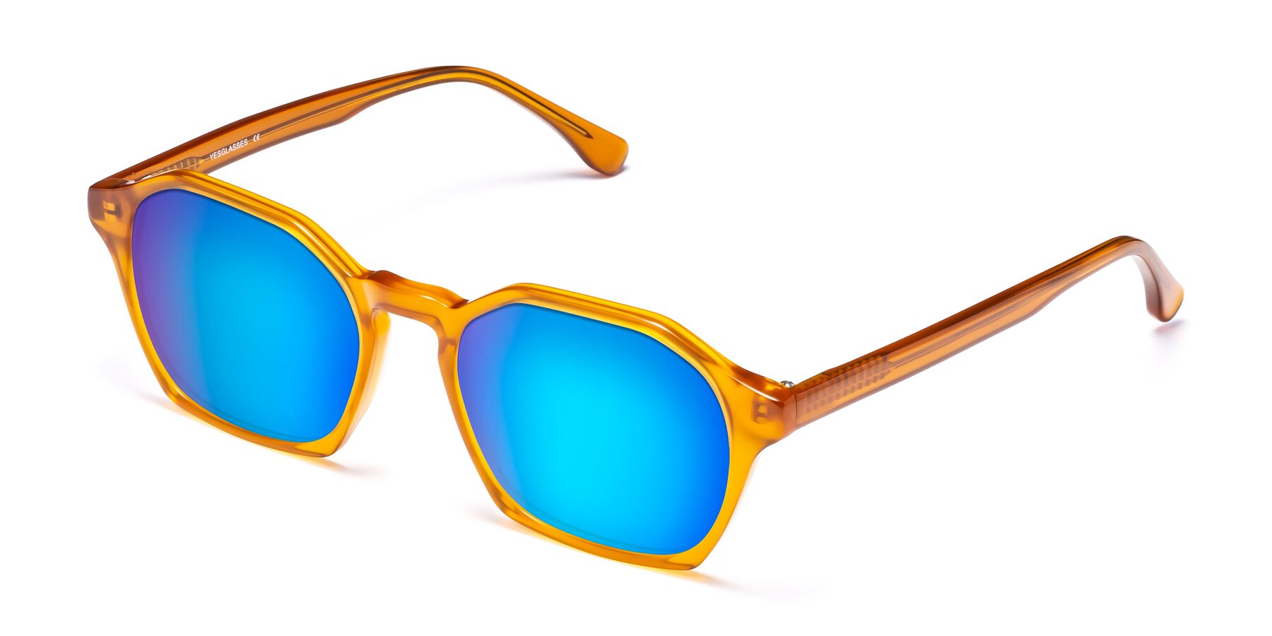 Angle of Stoltz in Brown with Blue Mirrored Lenses