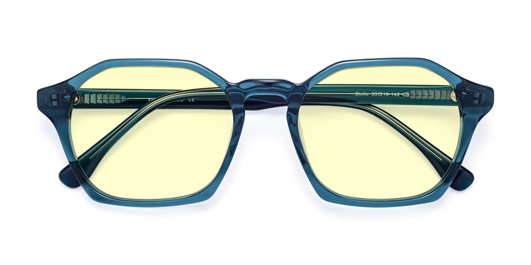 Folded Front of Stoltz in Ink Blue with Light Yellow Tinted Lenses