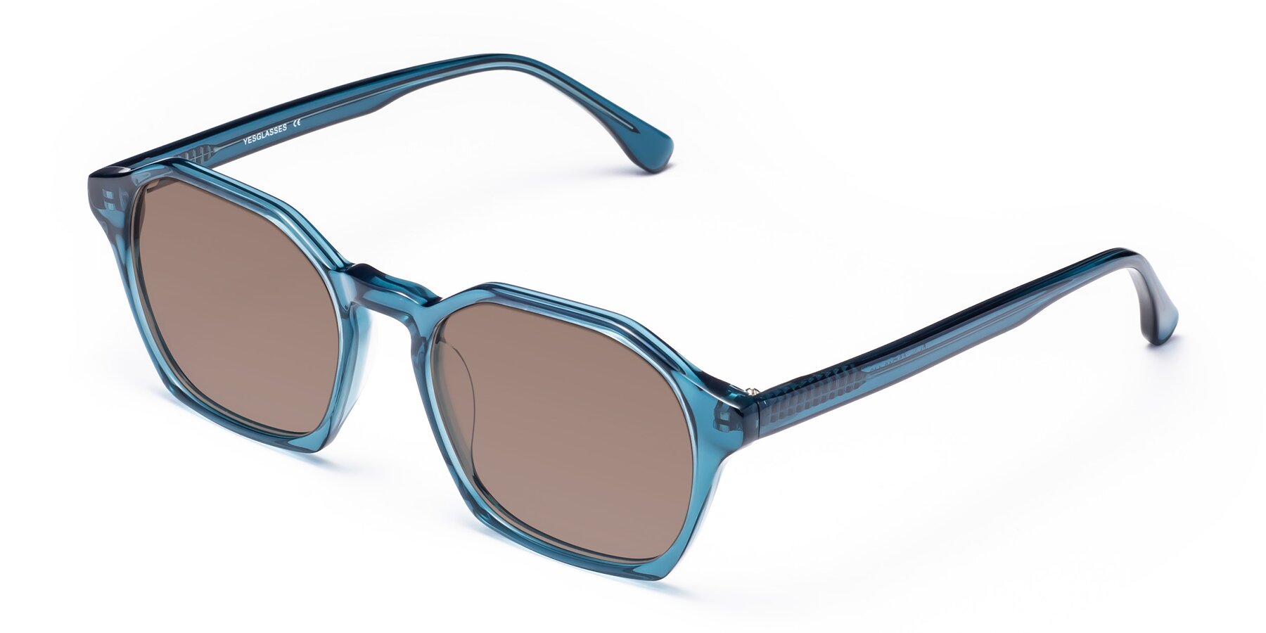 Angle of Stoltz in Ink Blue with Medium Brown Tinted Lenses