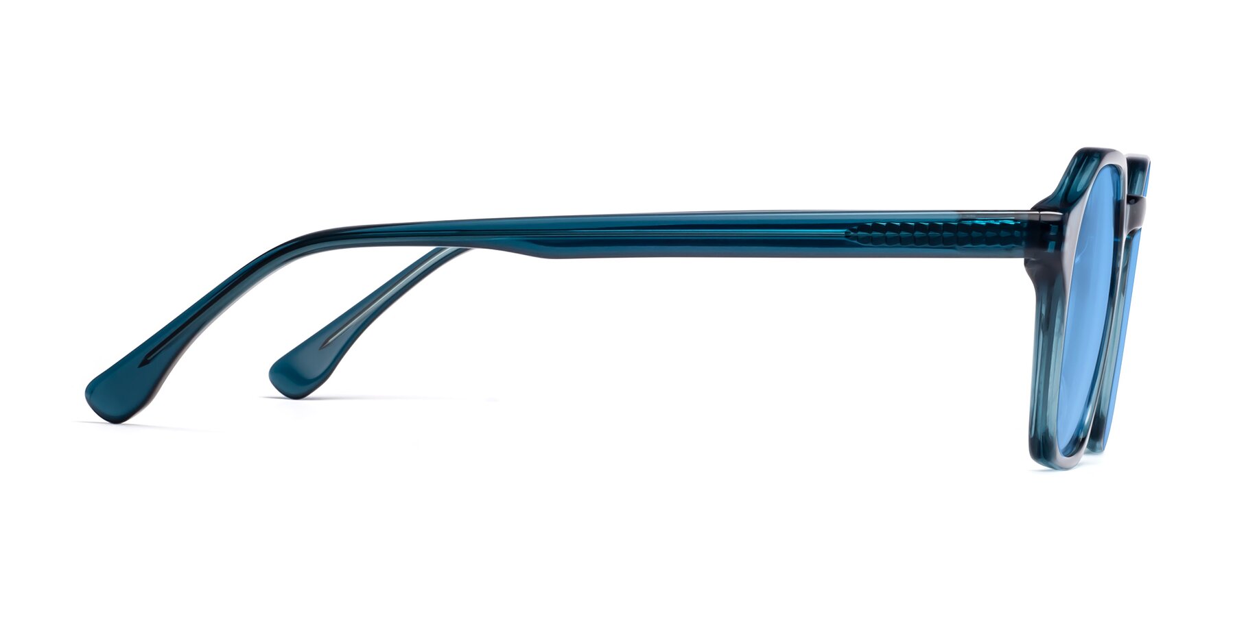 Side of Stoltz in Ink Blue with Medium Blue Tinted Lenses
