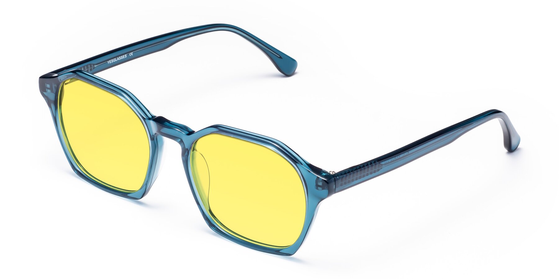 Angle of Stoltz in Ink Blue with Medium Yellow Tinted Lenses