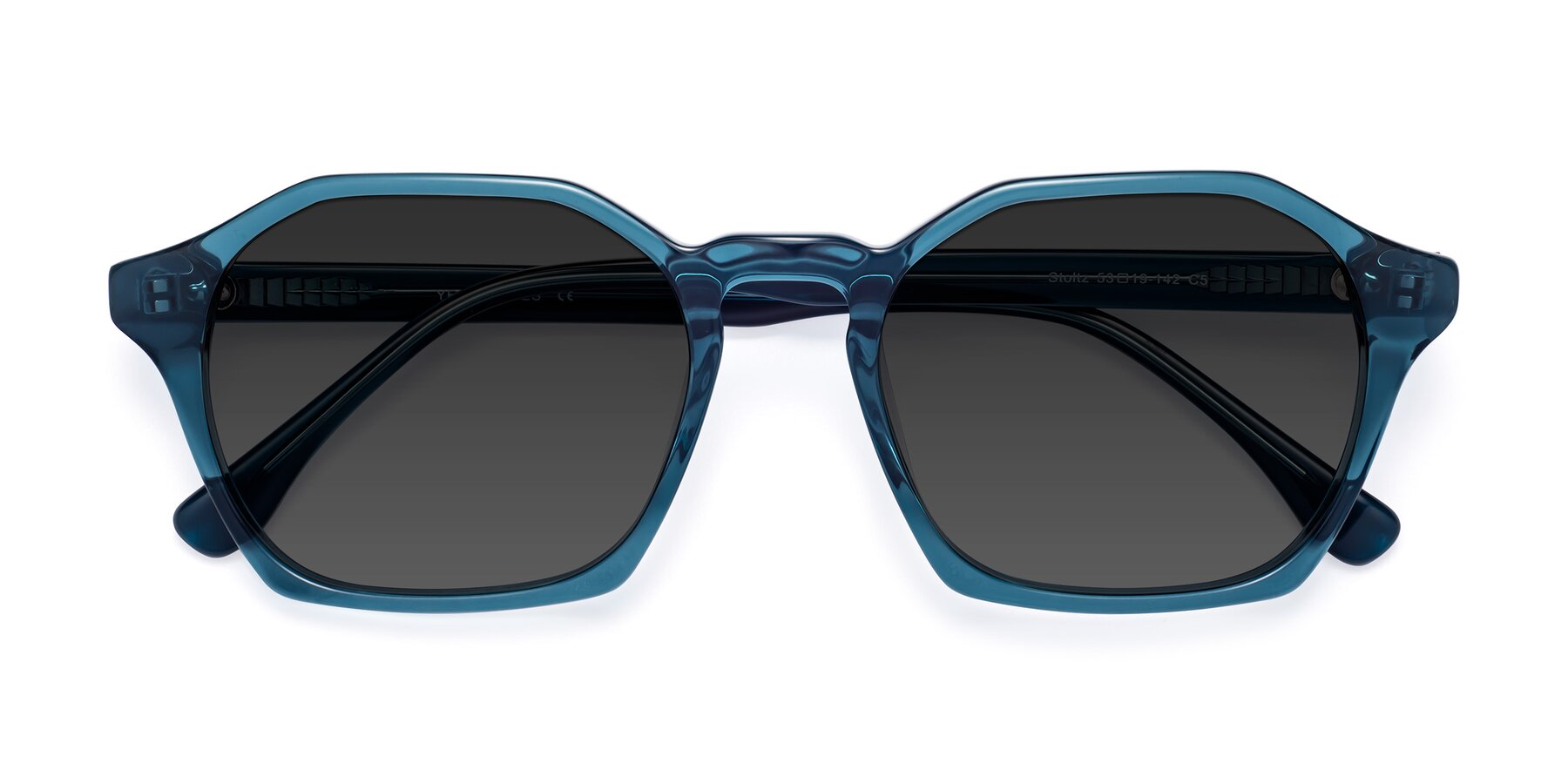Folded Front of Stoltz in Ink Blue with Gray Tinted Lenses