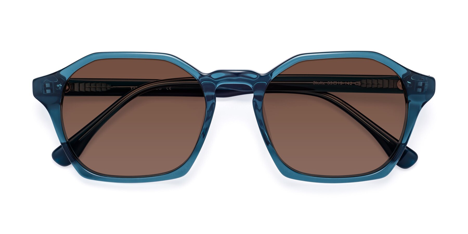 Folded Front of Stoltz in Ink Blue with Brown Tinted Lenses