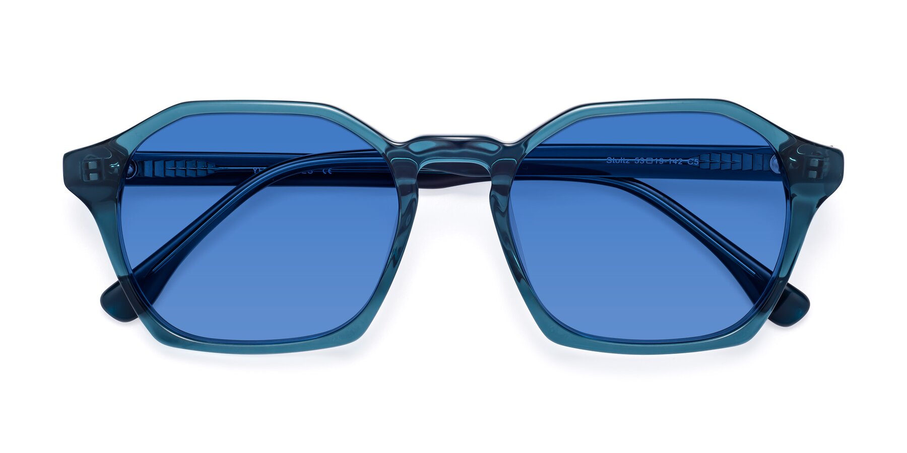 Folded Front of Stoltz in Ink Blue with Blue Tinted Lenses