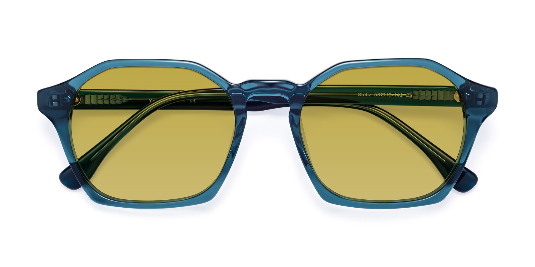 Folded Front of Stoltz in Ink Blue with Champagne Tinted Lenses