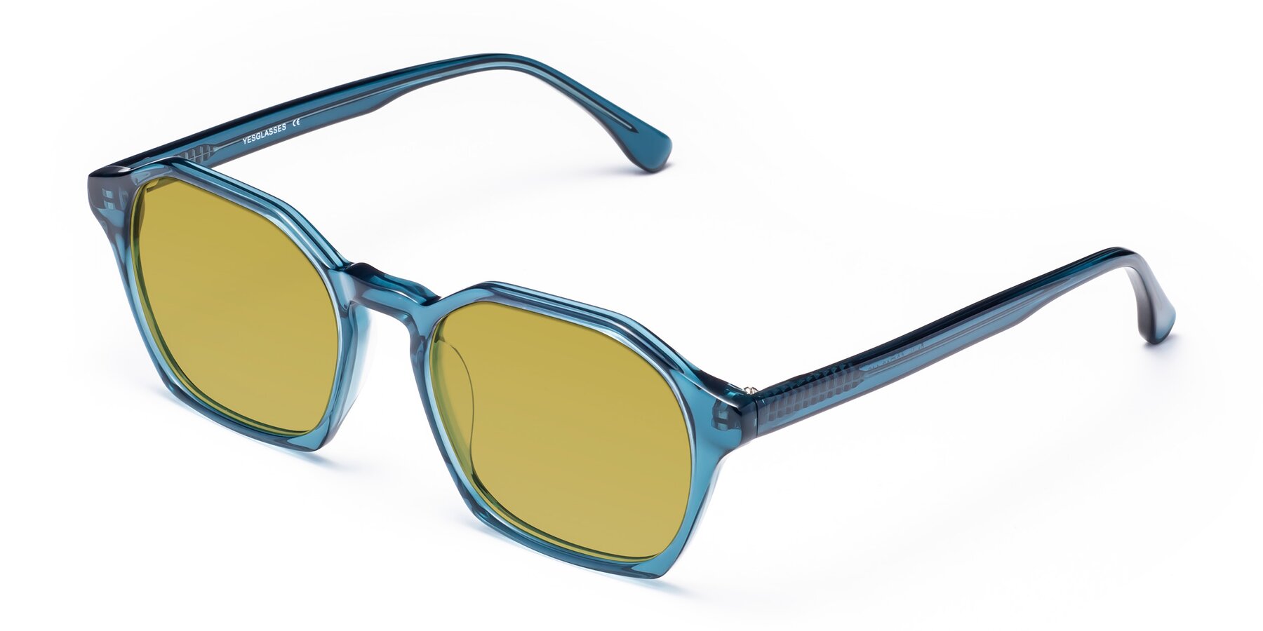Angle of Stoltz in Ink Blue with Champagne Tinted Lenses