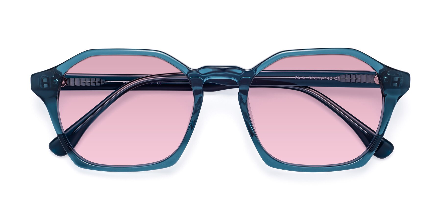 Folded Front of Stoltz in Ink Blue with Light Wine Tinted Lenses