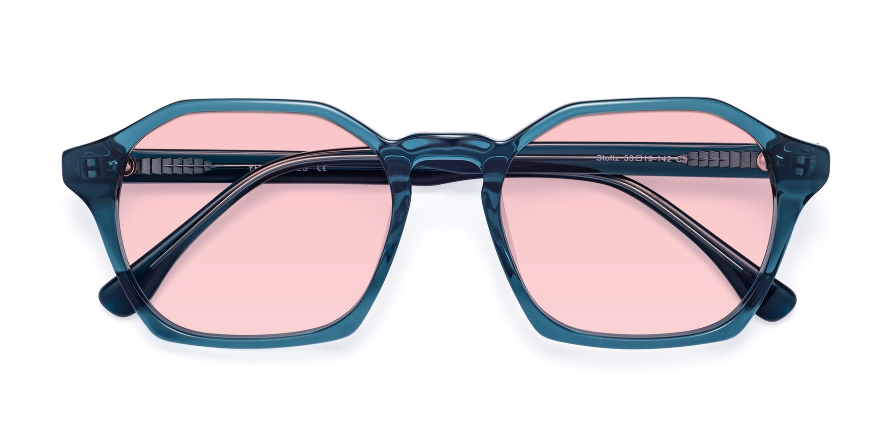 Folded Front of Stoltz in Ink Blue with Light Garnet Tinted Lenses