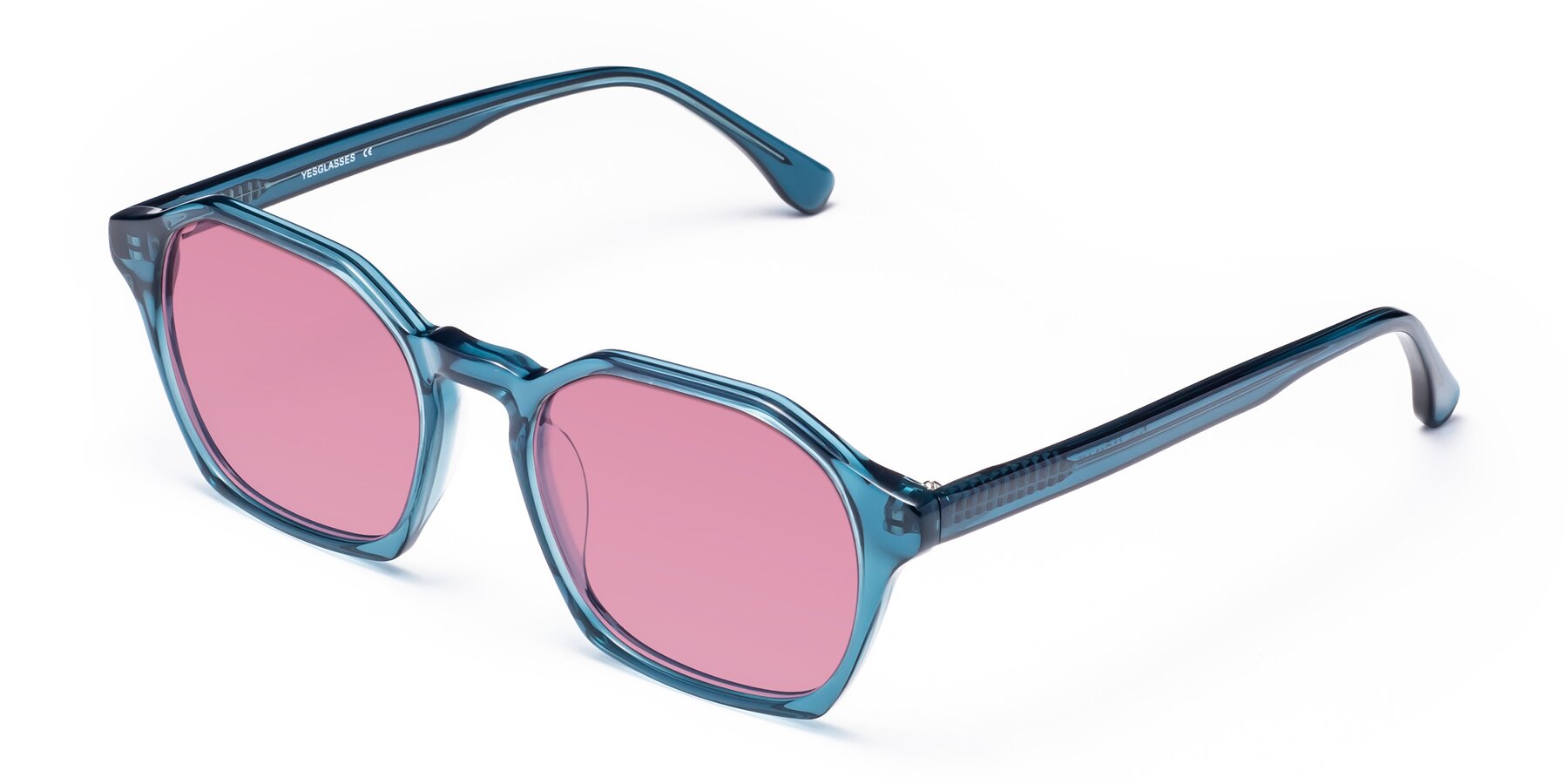 Angle of Stoltz in Ink Blue with Medium Wine Tinted Lenses