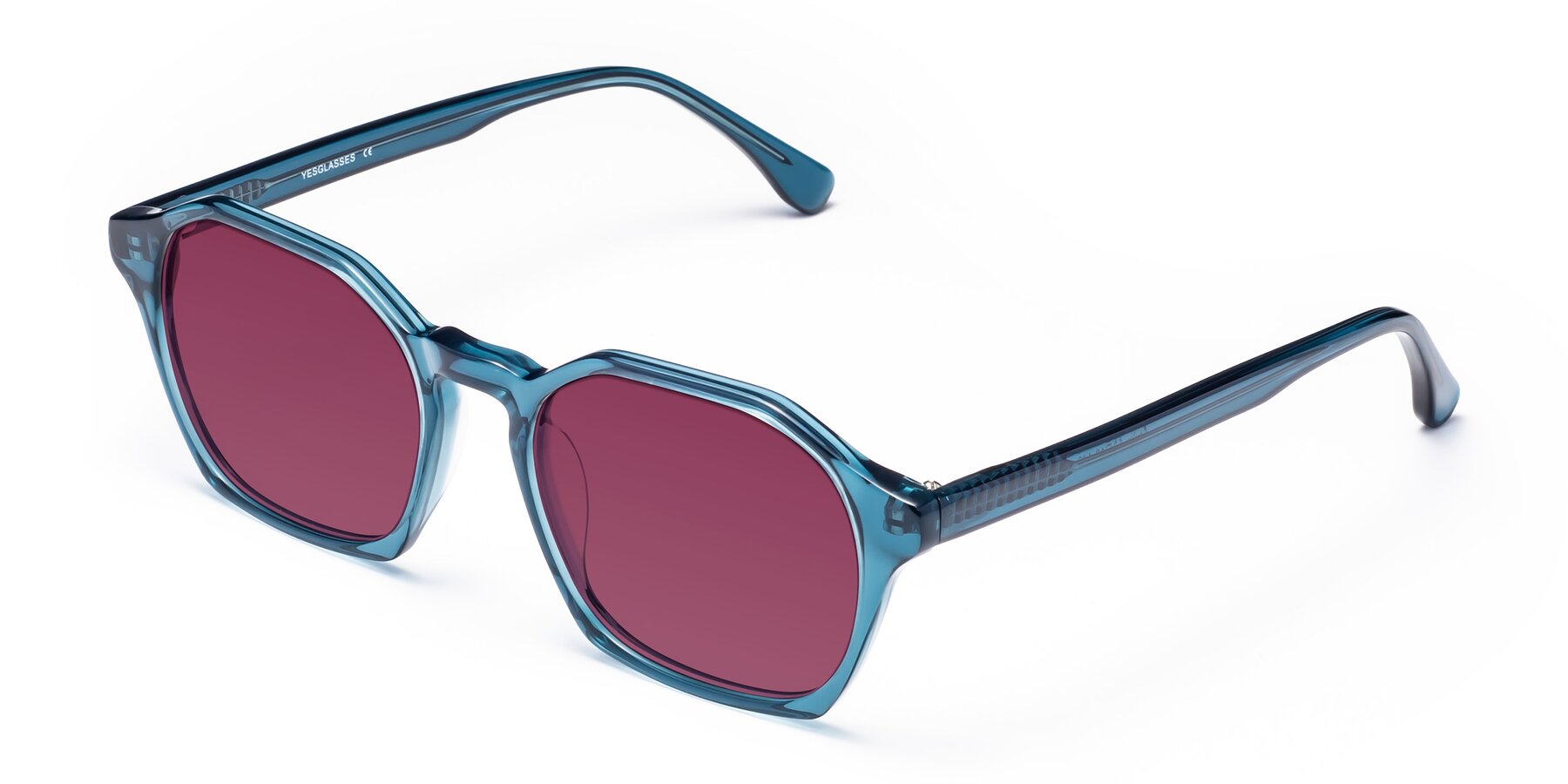 Angle of Stoltz in Ink Blue with Wine Tinted Lenses