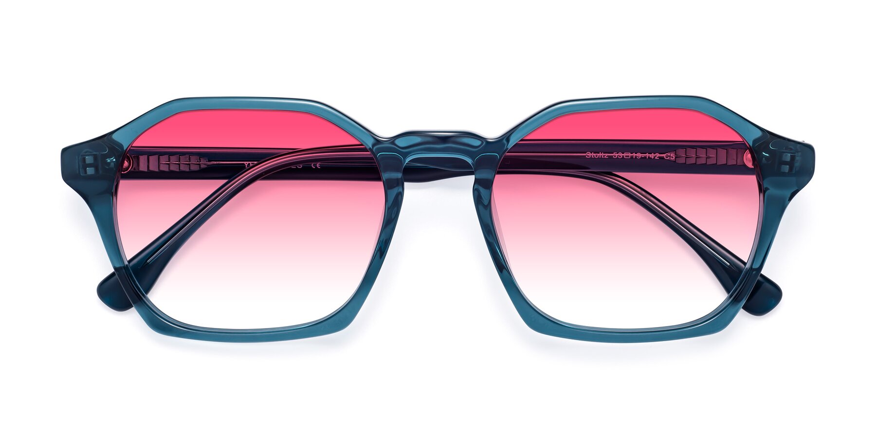 Folded Front of Stoltz in Ink Blue with Pink Gradient Lenses