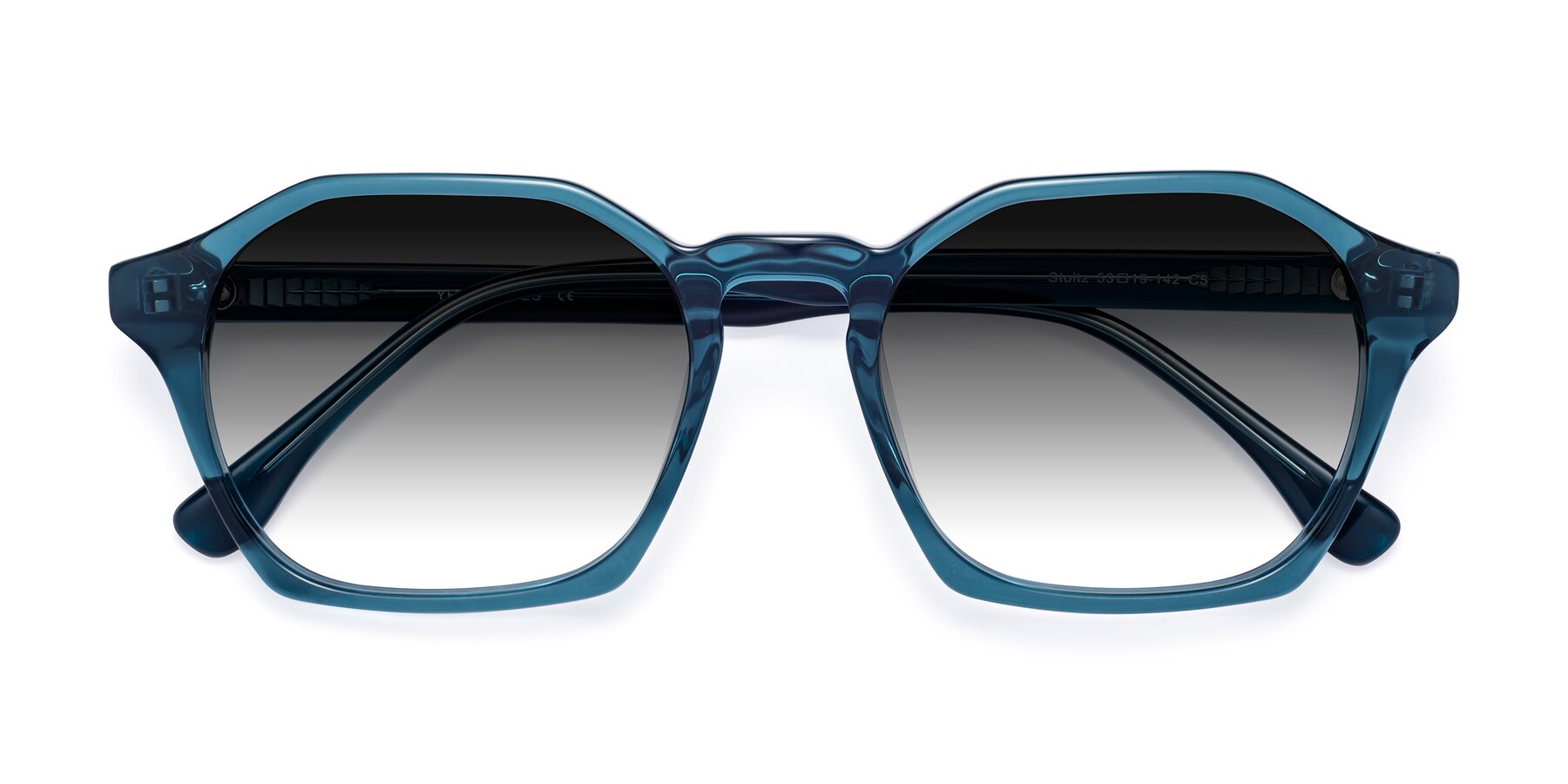 Folded Front of Stoltz in Ink Blue with Gray Gradient Lenses