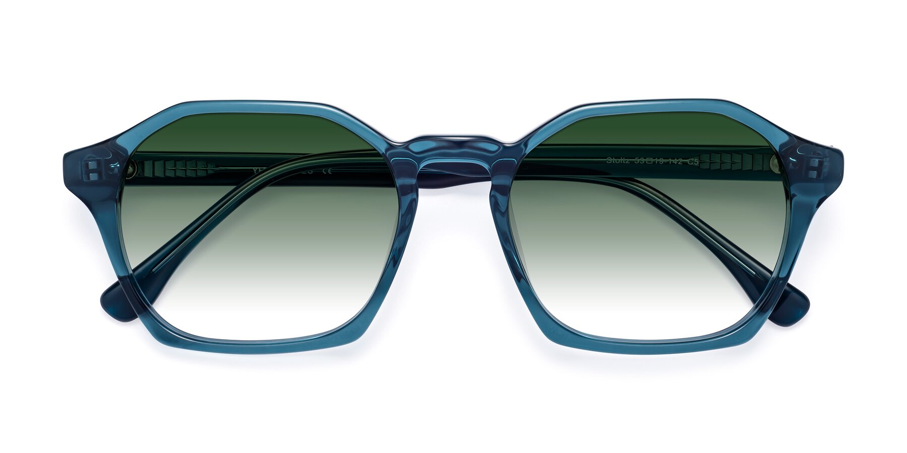 Folded Front of Stoltz in Ink Blue with Green Gradient Lenses
