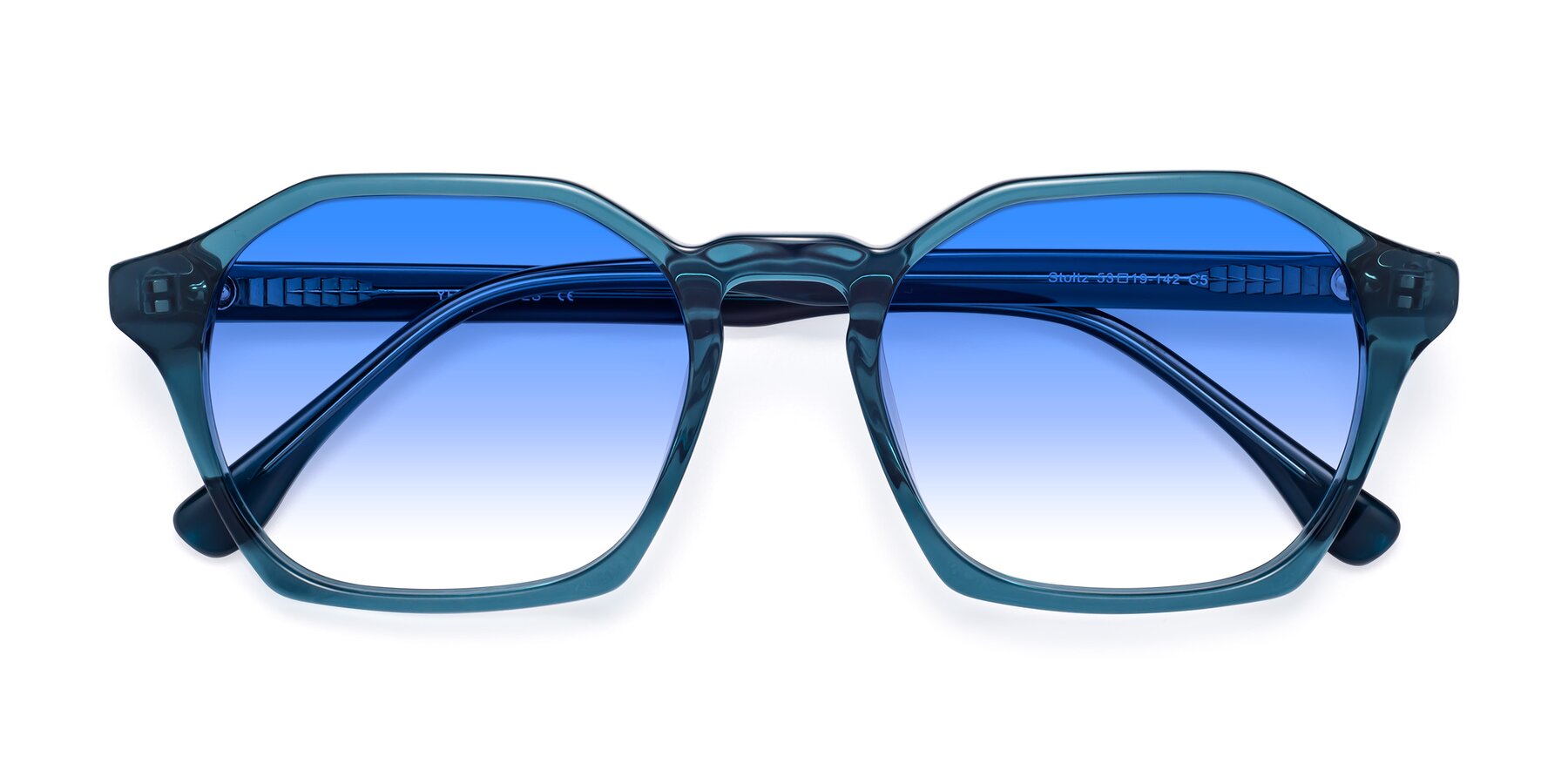 Folded Front of Stoltz in Ink Blue with Blue Gradient Lenses