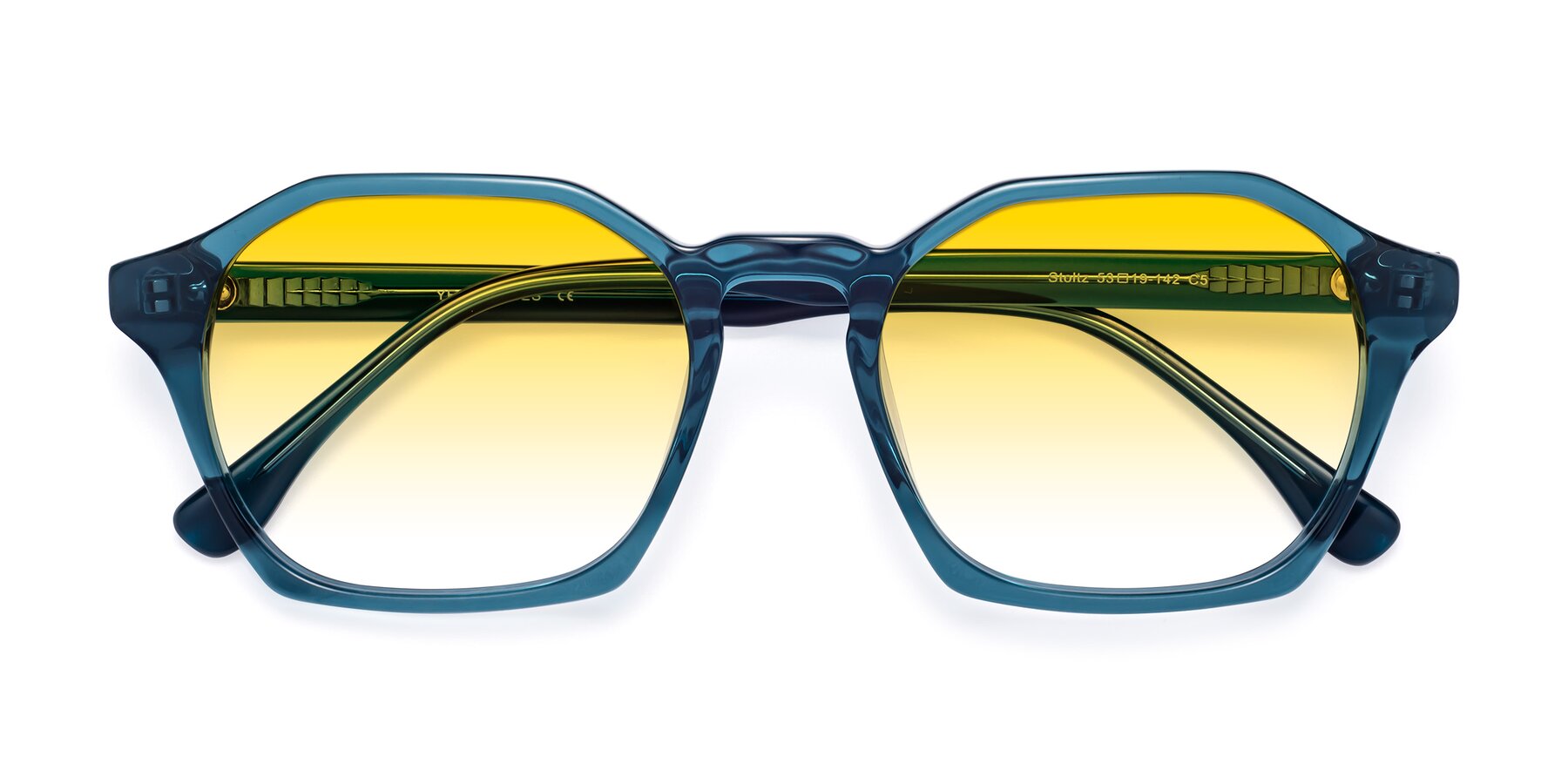 Folded Front of Stoltz in Ink Blue with Yellow Gradient Lenses