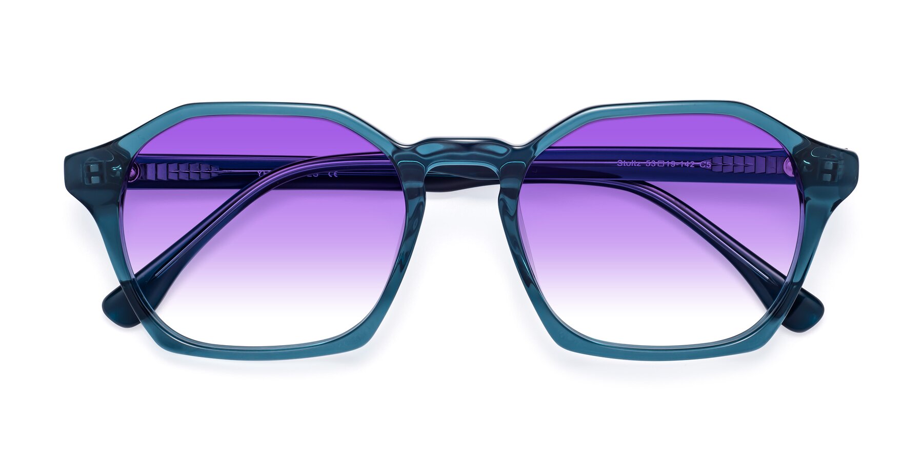 Folded Front of Stoltz in Ink Blue with Purple Gradient Lenses