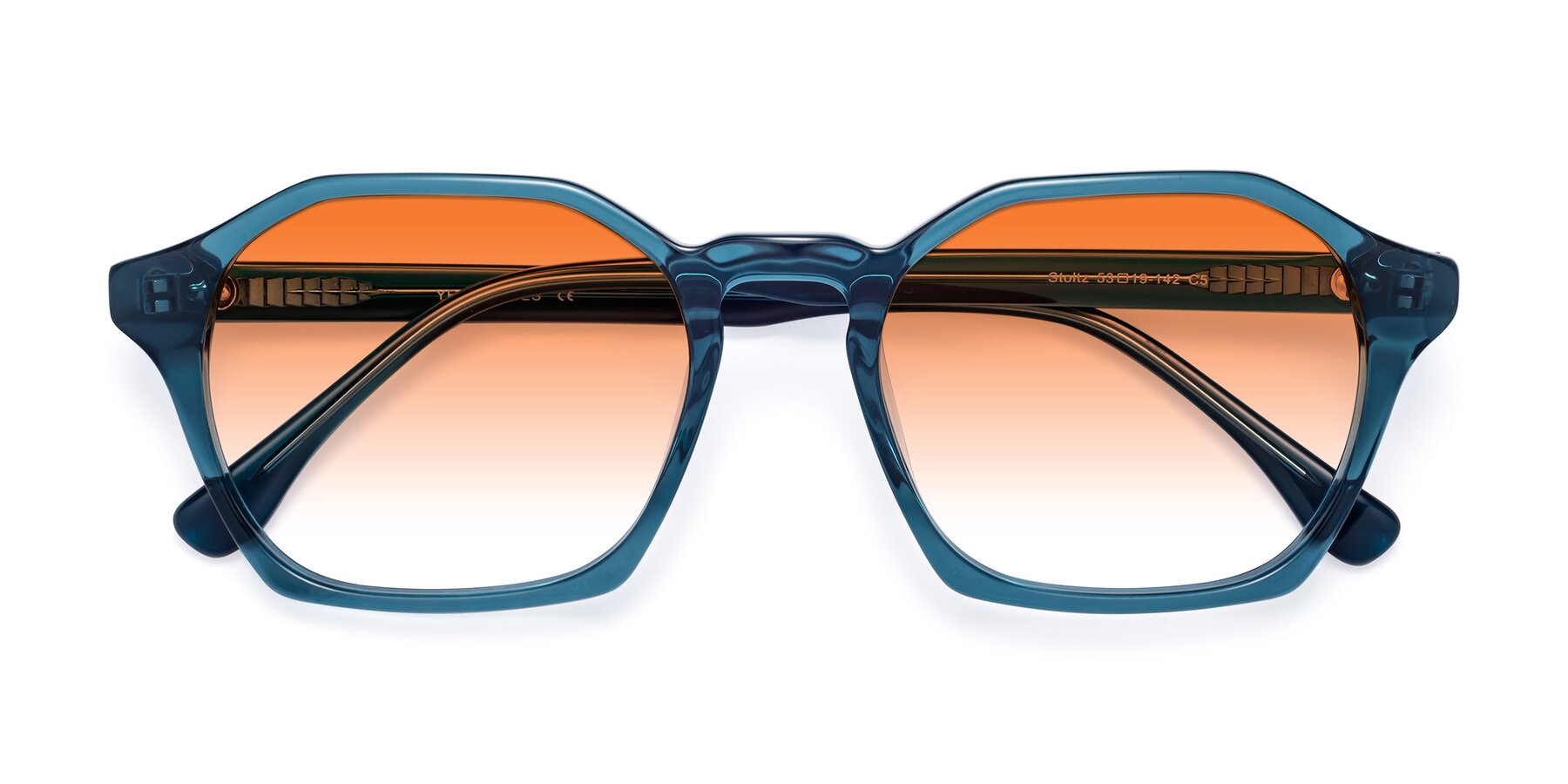 Folded Front of Stoltz in Ink Blue with Orange Gradient Lenses