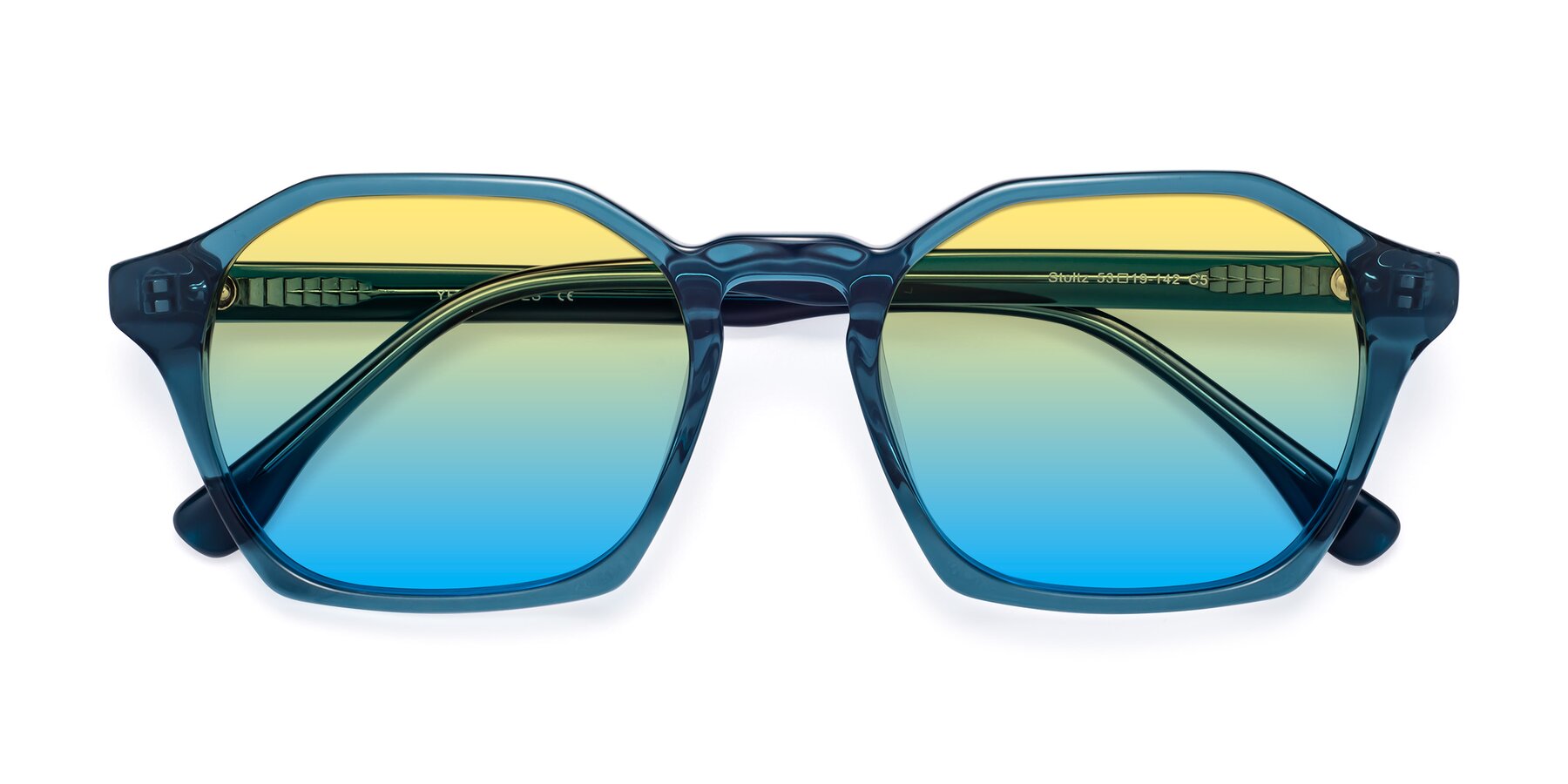 Folded Front of Stoltz in Ink Blue with Yellow / Blue Gradient Lenses
