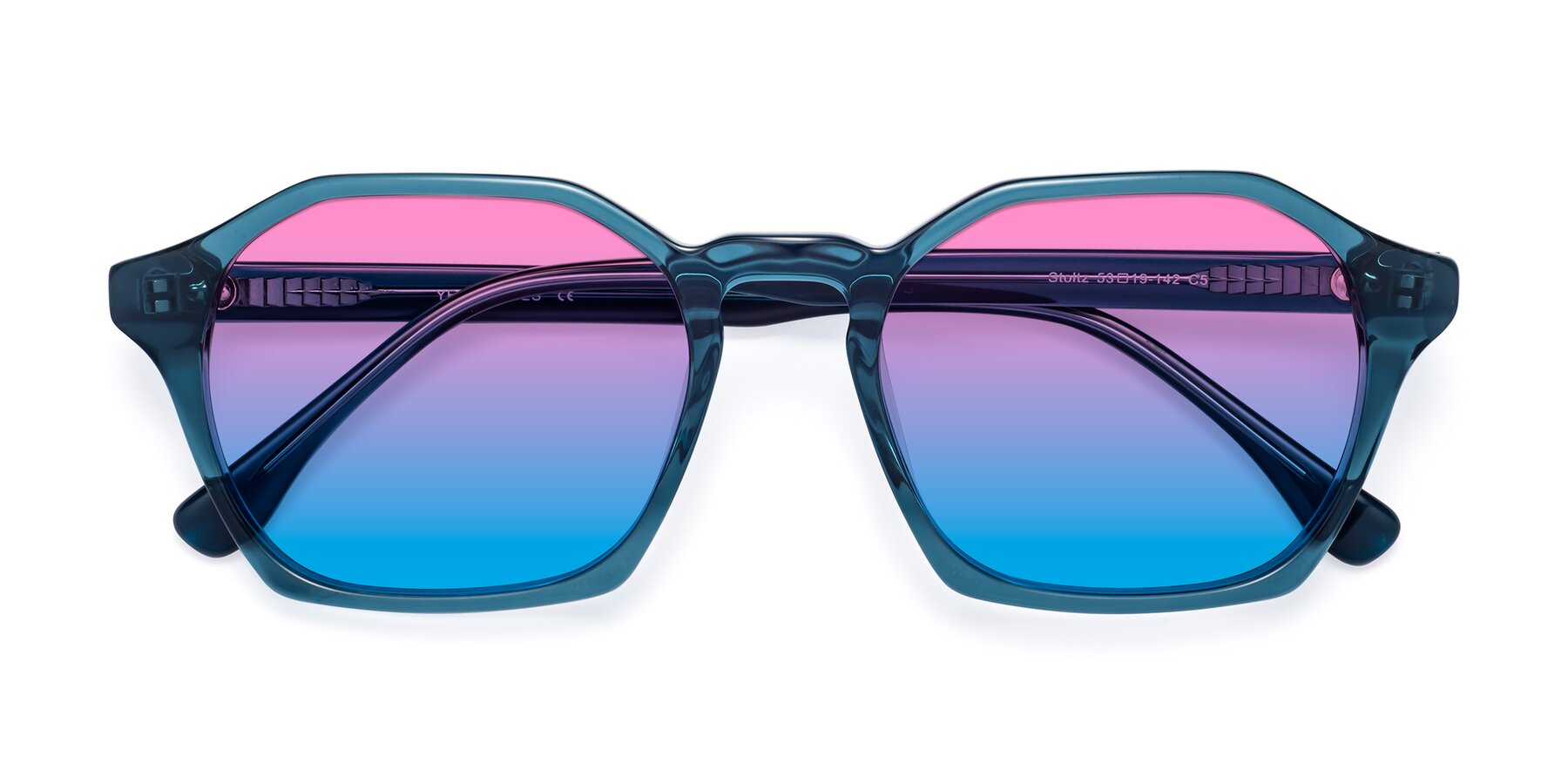 Folded Front of Stoltz in Ink Blue with Pink / Blue Gradient Lenses